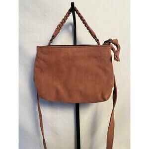 Free People Pink Suede Braided Handle Crossbody Bag Boho